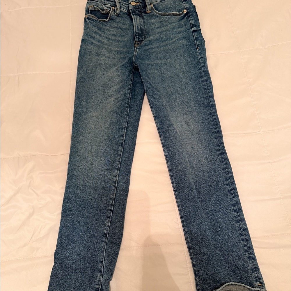 Good American Blue Straight Leg Jeans